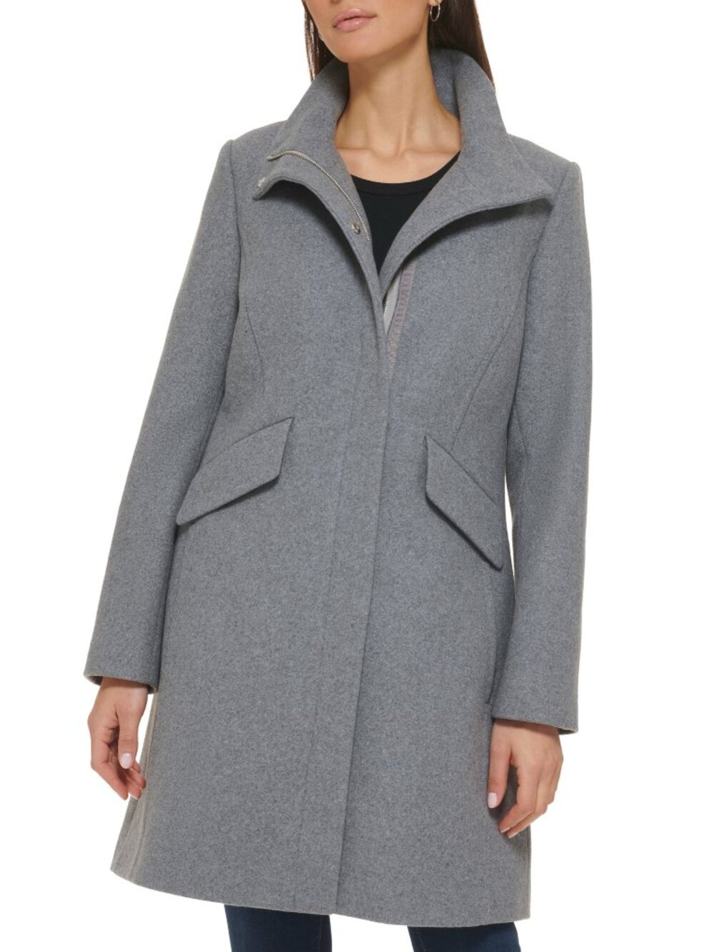 Cole Haan Signature Wool Blend Melton Coat in Heather Grey